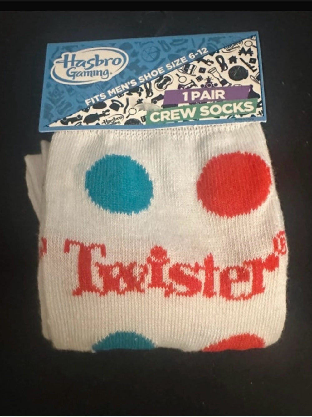 Twister Crew Socks - White with Red & Teal Dots